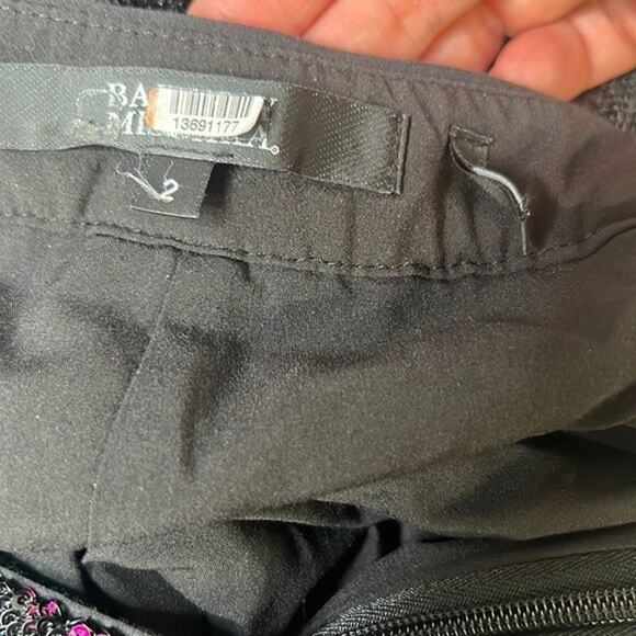 Badgley Mischka Plum Pink black Sequin party Pants Size 2 straight 80's disco - Picture 4 of 6